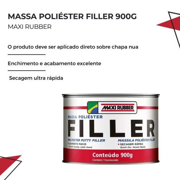 Massa Poliéster Filler 900g Maxi Rubber 