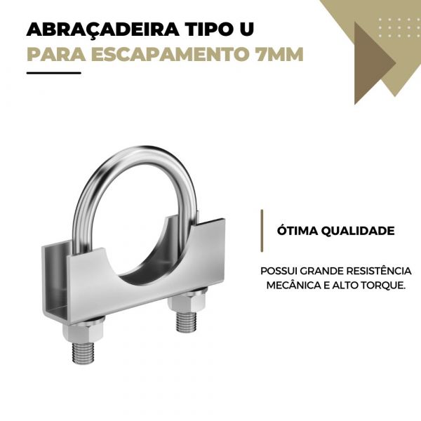 Abraçadeira Tipo U Para Escapamento 70mm Metal Matrix