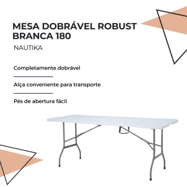 Mesa Dobrável Robust Branca 1,80m Nautika