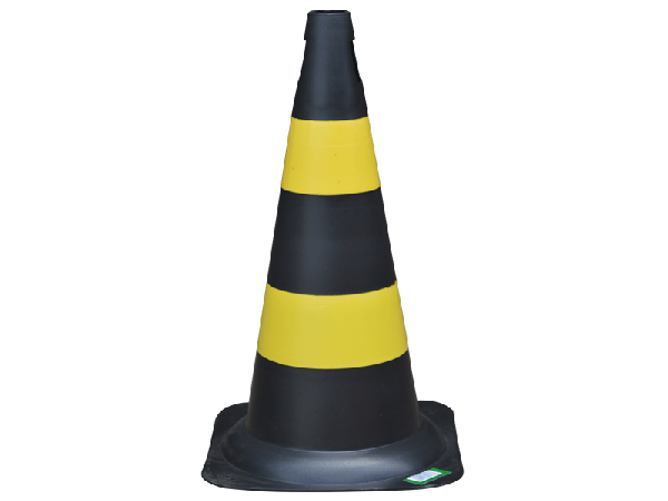 Cone Refletivo Preto e Amarelo 50 cm- Plastcor