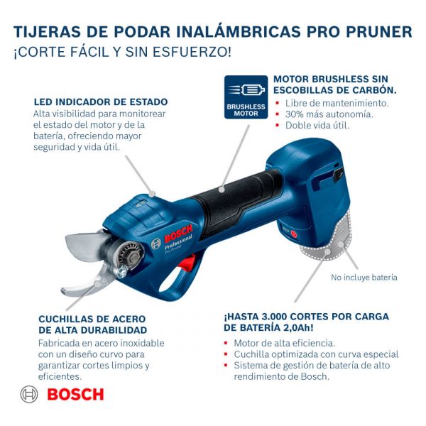 Tesoura de Poda a bateria Bosch Pro Pruner BRUSHLESS 12V Sem Bateria
