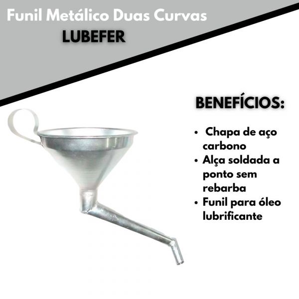 Funil Metálico Duas Curvas LUB-54 Automotivo Lubefer
