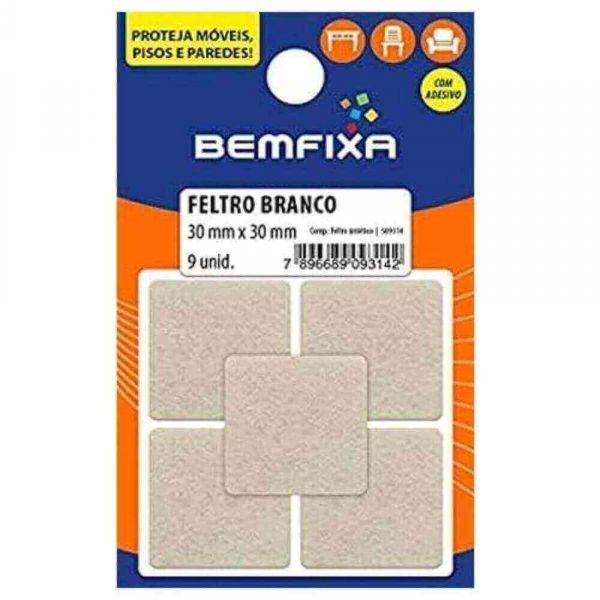 Protetor Adesivo Em Feltro Quadrado 30x30mm Bemfixa