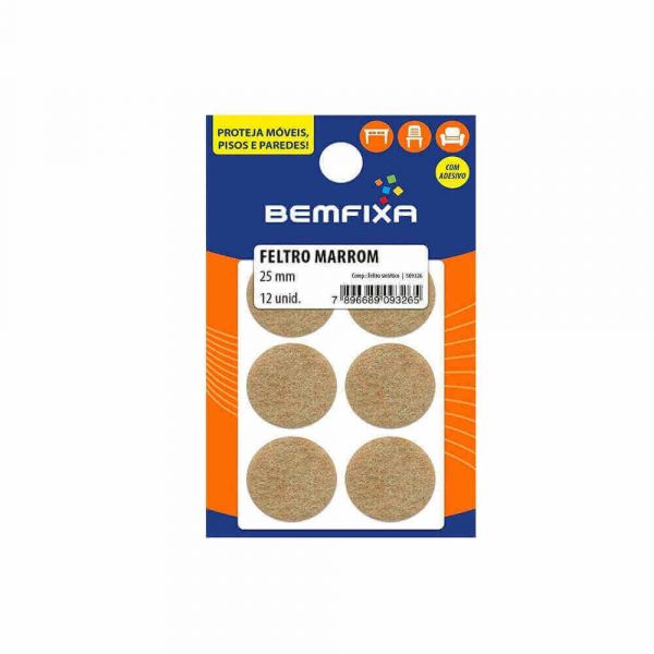 Protetor Adesivo Redondo Em Feltro 25mm Bemfixa