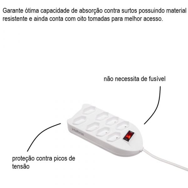 Protetor Eletrônico Com 8 Tomadas EPE 10008+ Intelbras