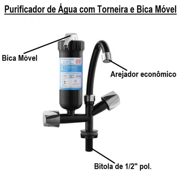 Purificador de Água com Torneira e Bica Móvel Modelo Plus Herc