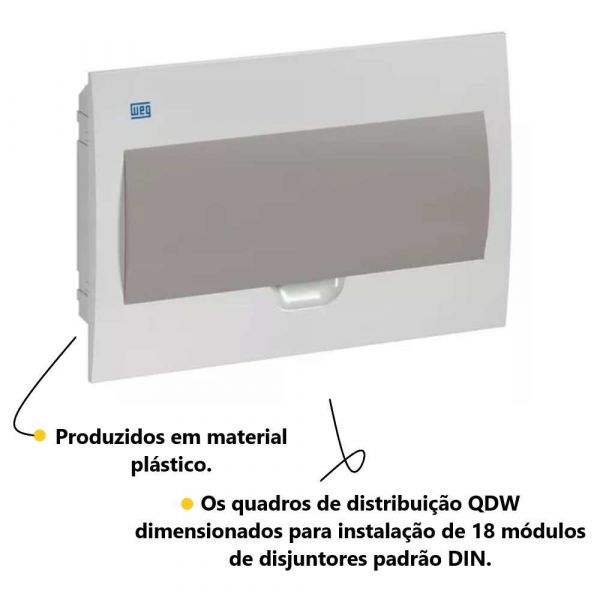 Quadro de Distribuição Para 12 Polos DIN Embutir Branco Weg