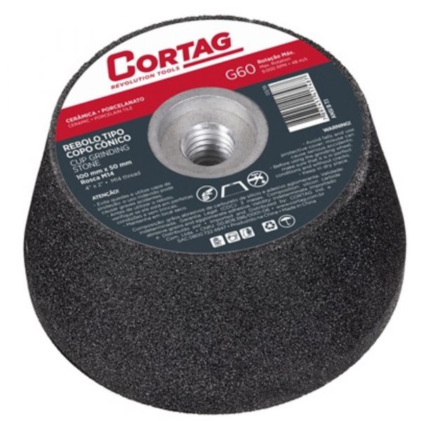 Rebolo Copo Cônico 100x50mm G60 M14 Cortag