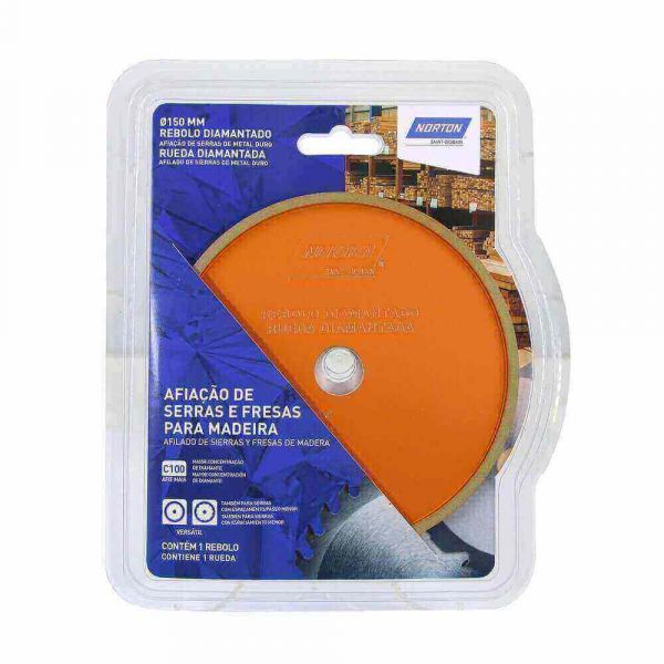 Rebolo Diamantado Para Afiação De Serras 150mm Norton