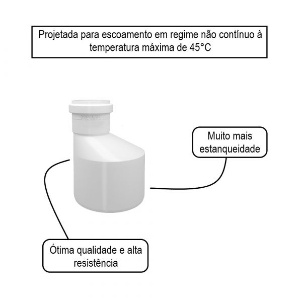 Redução Excêntrica Esgoto 100 x 75mm Fortlev