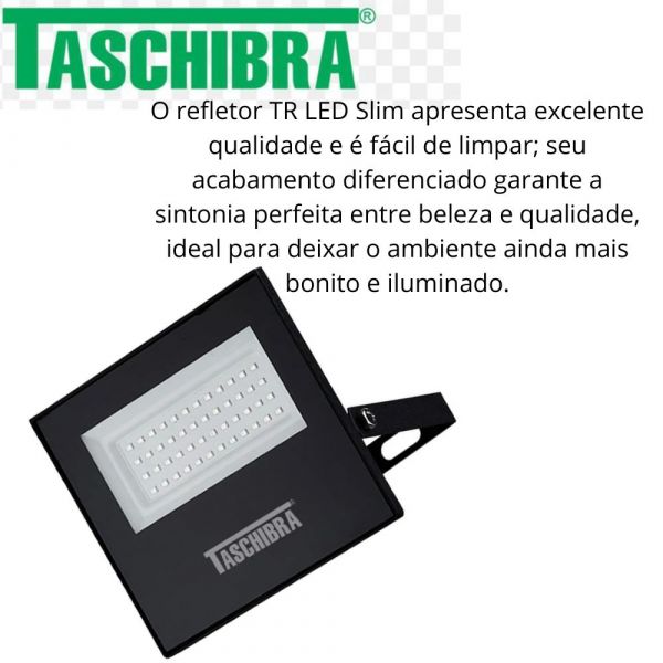 Refletor LED TR 50W SLIM 6500K Preto Taschibra