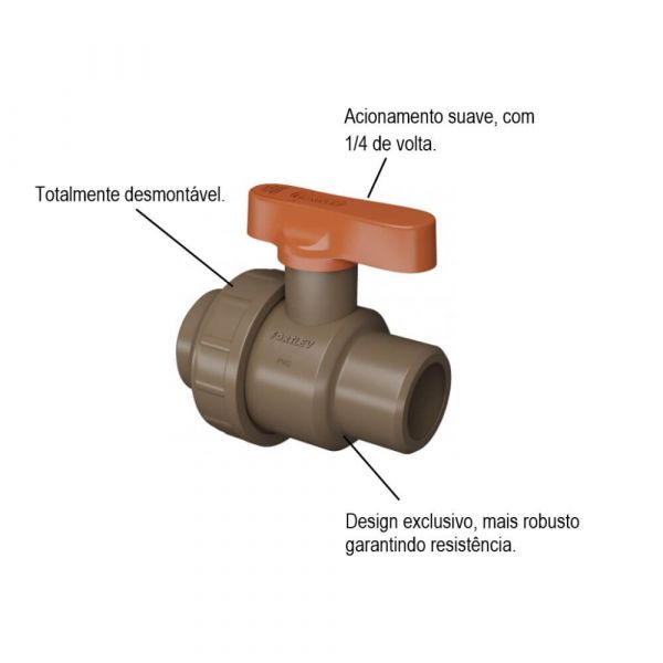 Registro De Esfera Soldável Com União 32mm Fortlev