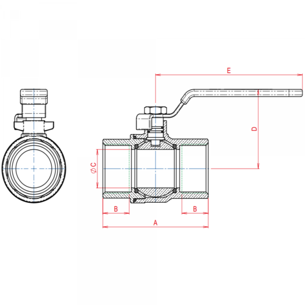 Registro de Esfera para Gás PN 40 3/4” NPT Reta F/F com Alavanca MGA