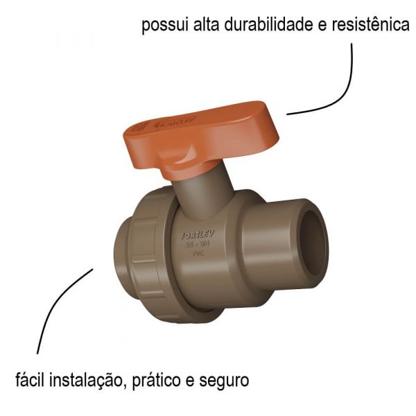 Registro De Esfera Soldável Com União 60mm Fortlev