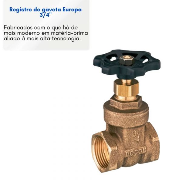 Registro De Gaveta Europa 3/4” DN20 Docol