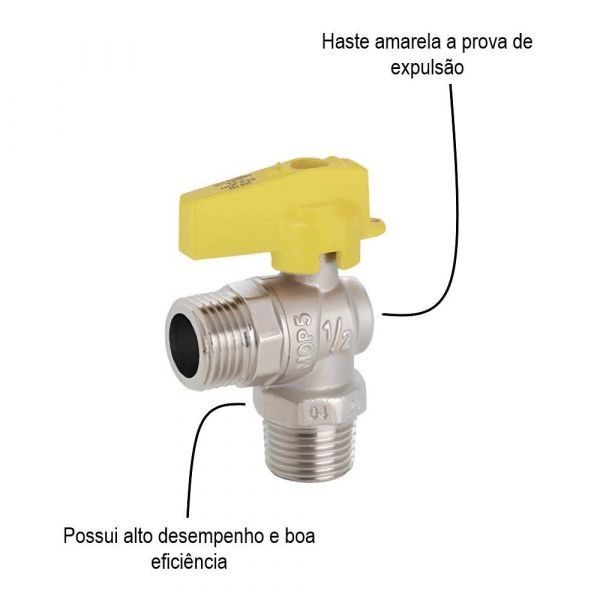 Registro para Gás de Esfera Angular 90° 1/2” Emmeti 