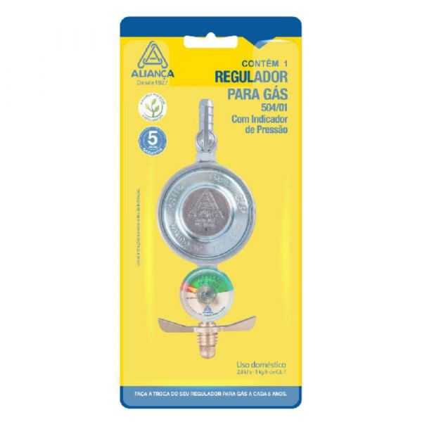 Regulador de Gás Blister Com Manômetro 1KG 3/8 BTM 504/01 Aliança