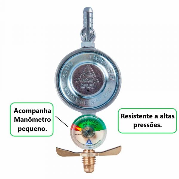 Regulador de Gás Blister Com Manômetro 1KG 3/8 BTM 504/01 Aliança