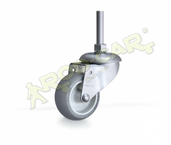 Rodízio Rosca Giratória Com Roda em Borracha Plástica 110kg Rodcar