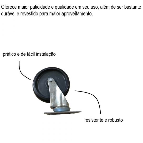 Rodízio Com Placa Giratória Freio e Roda BP7 Colson