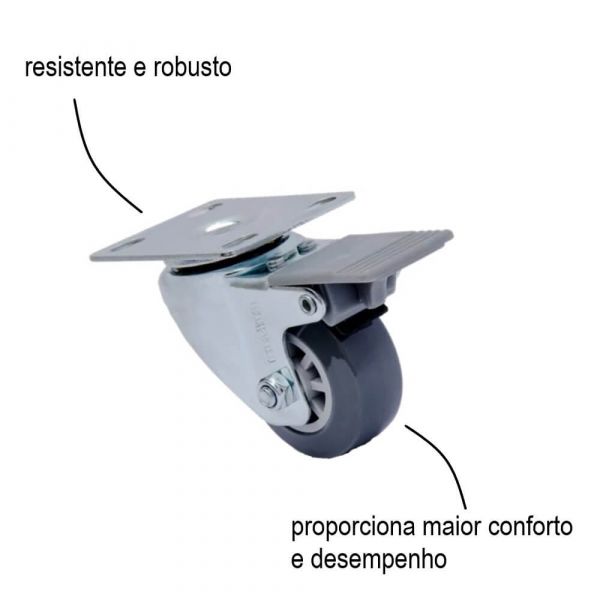 Rodízio Giratório 210 Com Placa e Freio 45Kg Colson