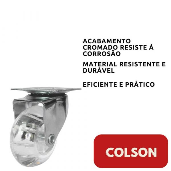 Rodízio Giratório 210 Transparente 40kg Colson