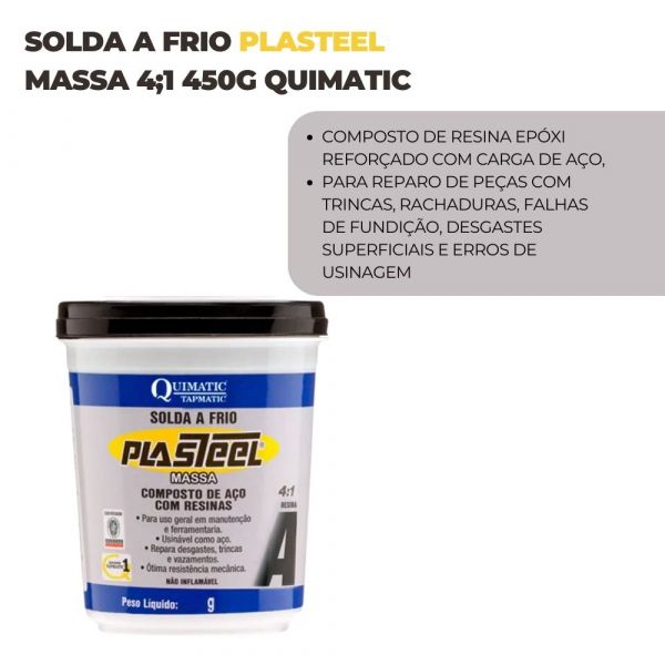 Solda A Frio Plasteel Massa 4;1 450G Quimatic
