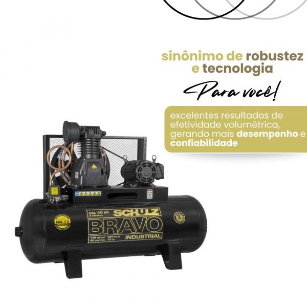 Compressor Trifásico 40/250 CSL 10HP Bravo MTA 220/380V Schulz
