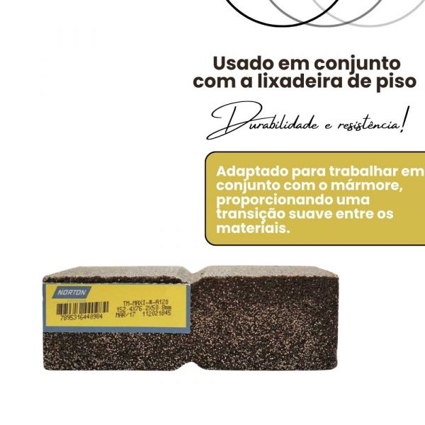 Tijolo Manual para Mármores e Granitos 152mm X 76mm X 50cm G120 Norton