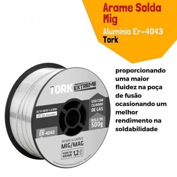 Arame Solda 500g Mig 1,2mm Alumínio ER-4043 Tork