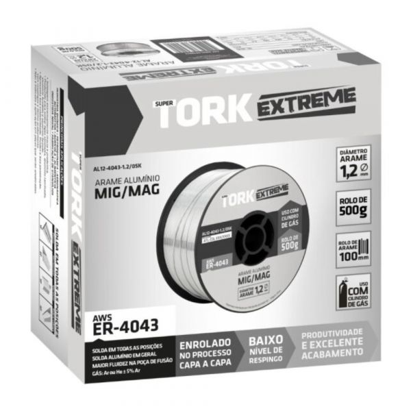 Arame Solda 500g Mig 1,2mm Alumínio ER-4043 Tork