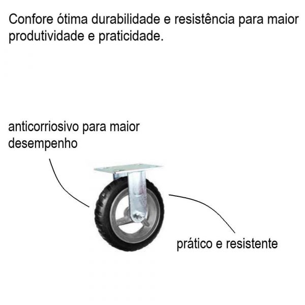 Roda De Alumínio Aro 6” Com Pneu Semi Maciço 2.00x6 Mademil