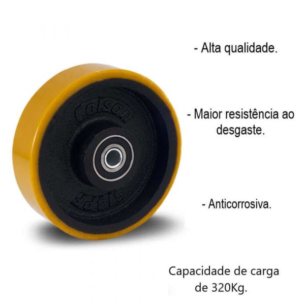 Roda Industrial 4” de Poliuretano 320kg 414 PF 1/2 Colson