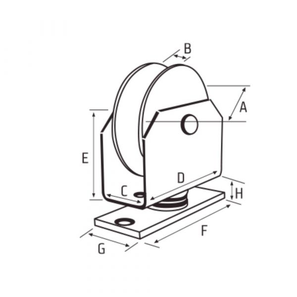 Roldana Giratório em V 2.1/2 Pol. 19mm com Rebite De Toni