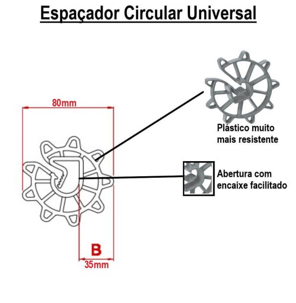 100 unidades Espaçador Circular Universal S35 Jeruel