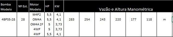 Bombeador 4BPS 5I 5,5cv 28 Estágios Ebara