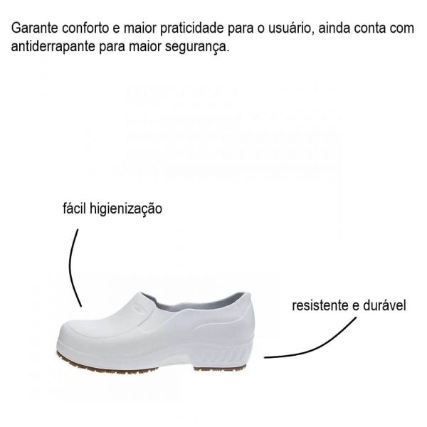 Sapato Antiderrapante Feminino Branco 101Fclean Marluvas