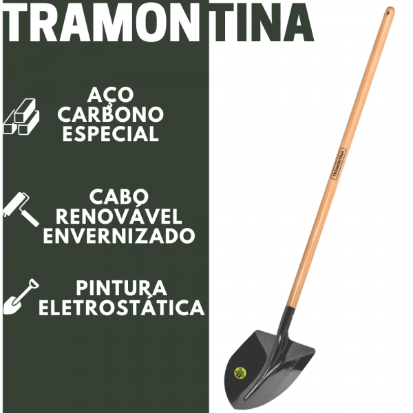 Pá de Bico Nº3 com Cabo Reto 120cm Tramontina 