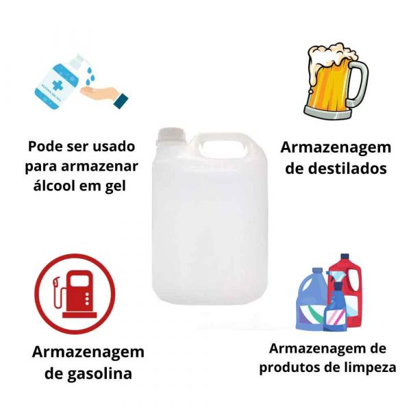 Galão Bombona Plástica Virgem 5 Litros Rosil