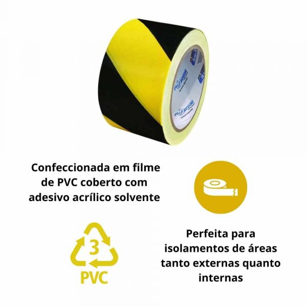 Fita Zebrada Preta/amarela 200mts Plastcor