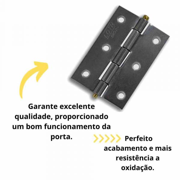 Dobradiça Para Porta 3” Polido Loth