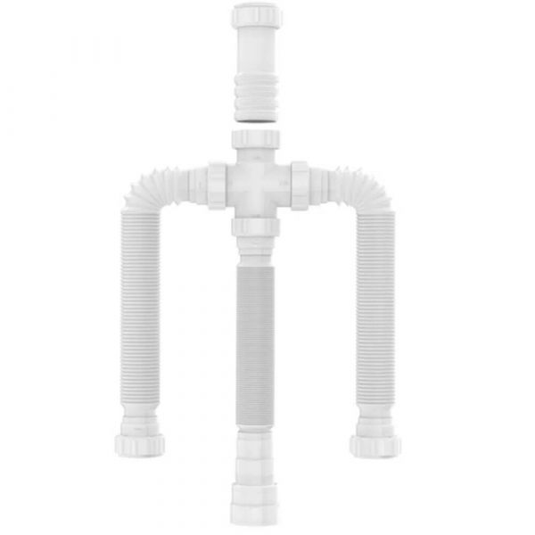 Sifão Sanfonado Universal para Cuba Tripla Branco Blukit