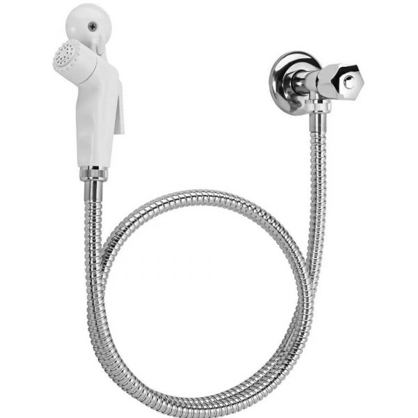 Ducha Higiênica Flexível com Gatilho Branca e Cromada Blukit