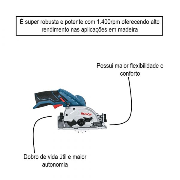 Serra circular à bateria Bosch GKS 12V-26, 12V SB, 1400 RPM