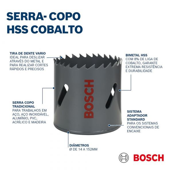 Serra Copo Bimetálica HSS Cobalto 16 mm, 5/8 Pol. Bosch