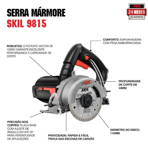 Serra Mármore Skil 9815 1200W 220V com 2 chaves