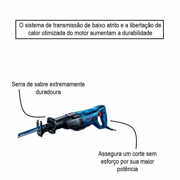 Serra Sabre Bosch GSA 120 1200W 220V com 1 lâmina de serra