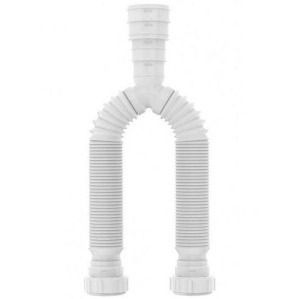 Sifão Sanfonado Universal Duplo Branco Blukit