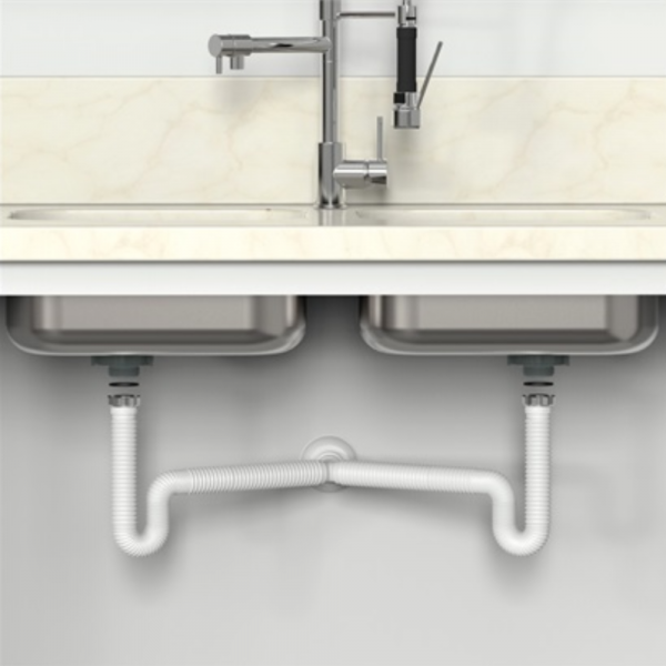 Sifão Sanfonado Universal Duplo Branco Blukit