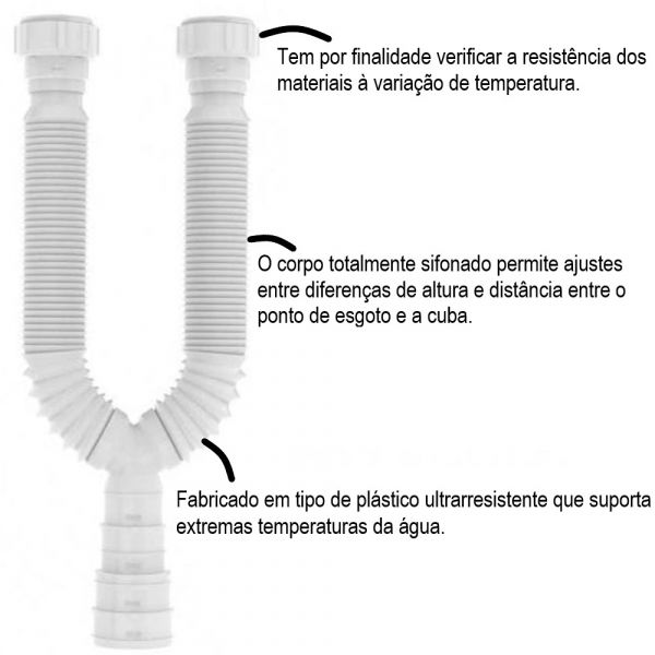 Sifão Sanfonado Universal Duplo Branco Blukit